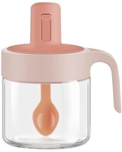 Barattolo per condimenti con cucchiaio retrattile per spezie in vetro con coperchio e cucchiaio ottimo per la tua cucina