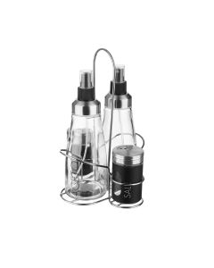 Set menage contenitori in vetro 4 pezzi con stand