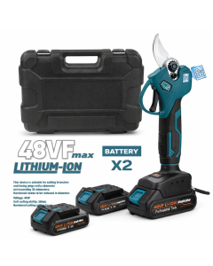 Forbice Elettrica da Potatura 48V Professionale con 2 Batterie Litio Display – Taglio Rami fino a 30mm – Kit Completo con Valigetta