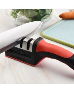 Affilacoltelli in plastica e acciaio inox per affilare lame forbici e coltelli