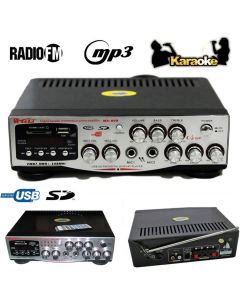 Amplificatore Audio Stereo Display Digitale 2 Microfoni Usb Sd Mp3 Fm Ma-009