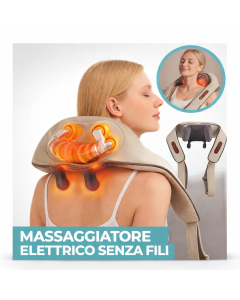 Massaggiatore Elettrico Senza Fili per Collo e Spalle – Portatile con Funzione Calore, Ideale per Casa, Ufficio e Auto