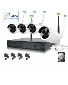 Kit Videosorveglianza Wireless NVR 4 Canali 4 Telecamera Wireless NVR HD 320 GB