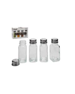 Set 4 Pezzi barattoli in vetro sale, pepe e spezie 7clx4 con tappo