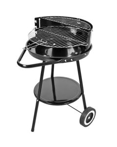 Barbecue Steel Grill A Carbone 43x41x72 Cm Con 2 Ruote Bbq Nero Con Griglia Inox