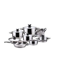 Set di Pentole Bavaria Qualità Extra 12 Pz in Acciaio Inox 18/10