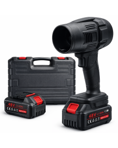 Soffiatore Turbo a Doppia Batteria 48V con Valigetta – Asciugatore per Auto e Moto, Ventola Potente per Foglie, Tapparelle e Pulizia Esterni