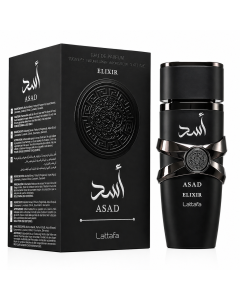 Lattafa Asad Elixir 100ml Eau de Parfum – Profumo Uomo Intenso Woody Spicy Oriental – Fragranza Elegante con Note di Tabacco, Vaniglia e Legni