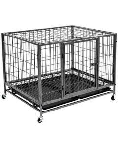 Gabbia Per Cani Robusta Con Ruote In Acciaio 92x62x62 Cm