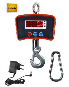 Bilancia Elettronica Industriale 500 Kg Display Led Gancio Gru in Acciaio Inox