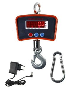 Bilancia Elettronica Industriale 1000 Kg Display Led Gancio Gru in Acciaio Inox