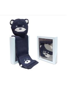 Set sciarpa e cappello da bambino firmati Renato Balestra bambino blu con orso