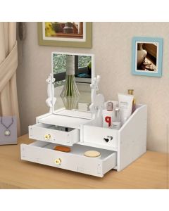 Specchio per Trucco con Cassetti e Design DIY – Specchio Cosmetico da Vanity in Legno Bianco