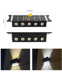 Lampada Solare da Parete con 10 LED, Luce Fredda , per Esterni Giardino e Muro.
