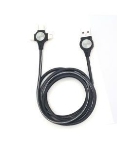 Cavo ricarica dati 3 in 1 micro usb lightning type c smartphone 2.4a fast charge qy-w08