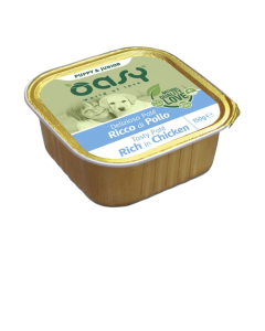 Oasy Delizioso Patè al gusto pollo   cibo umido per cani cuccioli e giovani di taglia piccola, vasetto da  150g