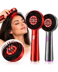 Massaggiatore Elettrico Cuoio Capelluto con Luce Rossa 630nm, Pettine Massaggiante con Vibrazione e Serbatoio 6 ml per Oli e Sieri, Cordless Ricaricabile – Colore Assortito