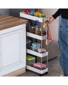 Carrello Portaoggetti A 4 Ripiani Scaffale Con Ruote