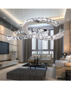 Lampadario di cristallo a sospensione due mezzelune incrociate led cod.8158
