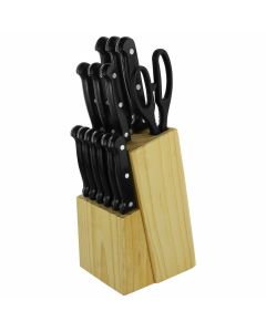 Set 13 Coltelli Professionali Ceppo Portacoltelli in Legno e Forbici da Cucina Family