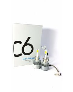 Coppia lampada auto moto cob c6 h1 led 3800lm 36w 6000k bianco freddo digitale