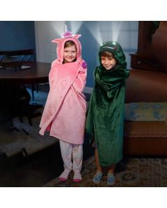 Coperta per bambini Cartoon Unicorn Occhi luminosi LED Mantello con cappuccio