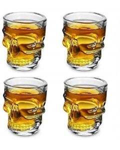 Set di 6 Bicchierini per Shots e Chupitos Bicchierino Whisky Vodka  Rum e Liquori a forma di Teschio Tazzine Resistenti in Vetro di Alta Qualità