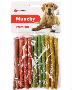 Flamingo Mix Bastoncini premium in pelle essiccata per cani 12cm  