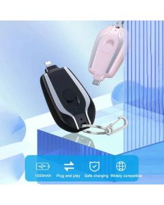 Mini power bank emergenza 1500 mah portachiavi caricabatterie portatile usb-c