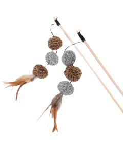 Giocattolo per  Gatto Giocattolo interattivo,  40cm kit da 2 bastoncini di legno con palline in pelo