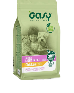 Oasy Alimento Secco per Cani adulti leggermente in sovrappeso 3Kg - Mangimi Secchi per Cani