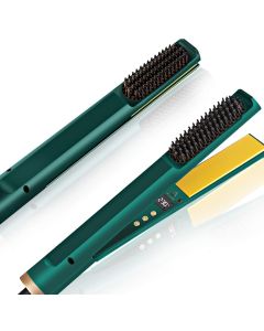 Piastra per capelli professionale 3 in 1  in ceramica e spazzola per la temperatura regolabile utilizzabile su capelli bagnati o secchi