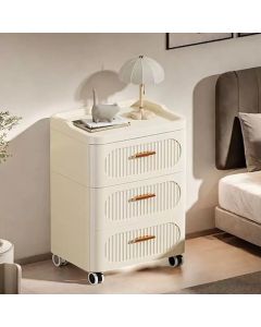 Mobile Contenitore Pieghevole in Plastica con Ruote – 3 Ripiani-Bianco