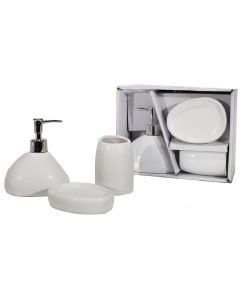 Set 3 accessori da bagno in ceramica bianco porta sapone porta spazzolino e dispenser sapone