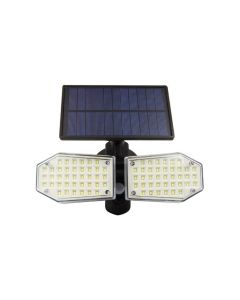 Faretto led solare sensore movimento crepuscolare doppia testa rotabile 78led