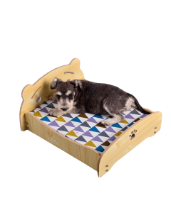 Letto Brandina Per Cani E Gatti In Legno Con Materasso 47 x 42 x 23