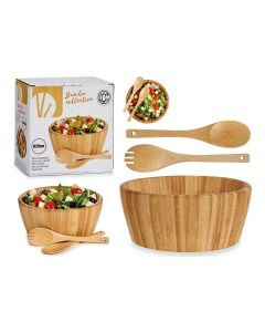 Set Insalatiera Bamboo Natural 20 x 9 x 20 cm 3 pezzi