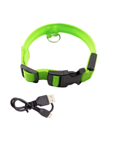 Collare Regolabile per animali domestici Con LED ricaricabili con USB Verde