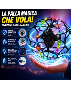 Drone S34 Football con LED Multicolor – Mini Drone a Sfera Anticollisione con Telecomando, Acrobazie 360°, Facile da Usare per Bambini e Principianti