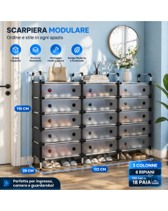 Scarpiera Modulabile Salvaspazio con Cassetti Trasparenti  Organizer Scarpe Multilivello Elegante e Resistente
