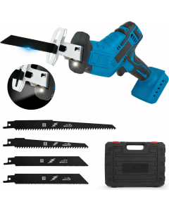 Seghetto Alternativo a Batteria 48V Portatile con 4 Lame – Sega Elettrica Multifunzione per Legno, Metallo e PVC con Luce LED, Motore Potente e Valigetta