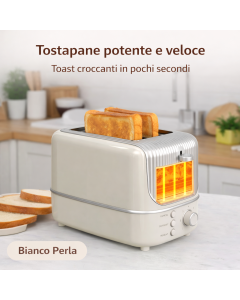 Toaster 2 Slice 800W Compatto e Moderno con 7 Livelli di Tostatura Funzioni Scongelamento e Riscaldamento Ideale per Colazione Disponibile in Diversi Colori