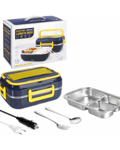 Scaldavivande Elettrico Portatile 1.5L – Lunch Box Riscaldante Casa & Auto con Contenitore in Acciaio Inox, Doppia Alimentazione, Anti-perdite