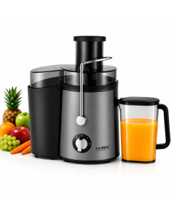 Estrattore di Succo Elettrico 1000W con 2 Velocità, Centrifuga Frutta e Verdura, Bocca Larga 65 mm, Caraffa 500 ml, Acciaio Inox, Rosso/Grigio