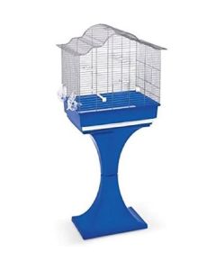 Gabbia per uccelli sophia metallo plastica con supporto piedistallo 62x40x134cm