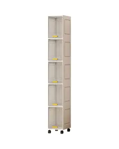 Mobile Salvaspazio Verticale con 5 Ripiani e Ruote – Armadio Slim Multiuso 20x30x138,5 cm – Organizer per Bagno, Cucina, Camera e Lavanderia – Apertura a Ribalta – Colore Bianco