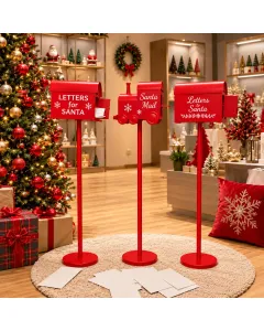 Cassetta Postale di Babbo Natale 110 cm con Piedistallo – Porta Letterine Natalizia Decorativa
