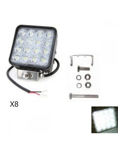 Kit 8 Pezzi Faro Faretto 48w X8 Faro 48 Watt 16 Led 12v