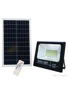 Faro faretto led smd 100w pannello solare energia crepuscolare telecomando dr