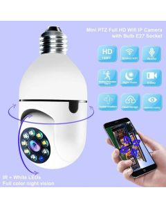 Telecamera ip 360 gradi wireless motorizata lampadina interno e27